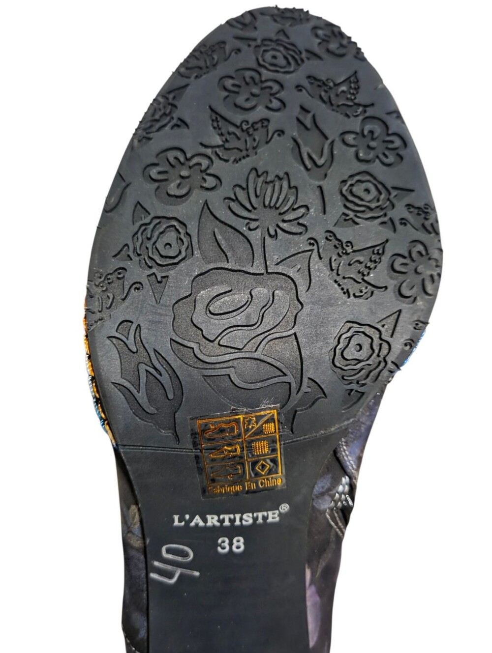 L'Artiste Womens Boots Size 7.5/38 Floral Leather Zip Victorian Gothic Romance - Picture 8 of 10